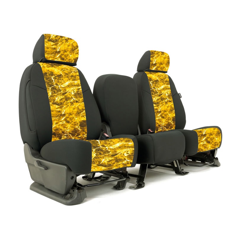 SKANDA CUSTOM SEAT COVERS (1 ROW) NEOSUPREME MOSSY OAK ELEMENTS YELLOWFIN WITH BLACK SIDES