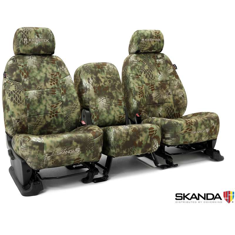 SKANDA CUSTOM TACTICAL SEAT COVERS (1 ROW) NEOSUPREME KRYPTEK MANDRAKE SOLID (2 BLACK BACKING, 6 BLACK POUCHES)