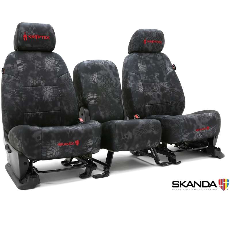 SKANDA CUSTOM TACTICAL SEAT COVERS (1 ROW) NEOSUPREME KRYPTEK TYPHON SOLID (2 BLACK BACKING, 6 BLACK POUCHES)