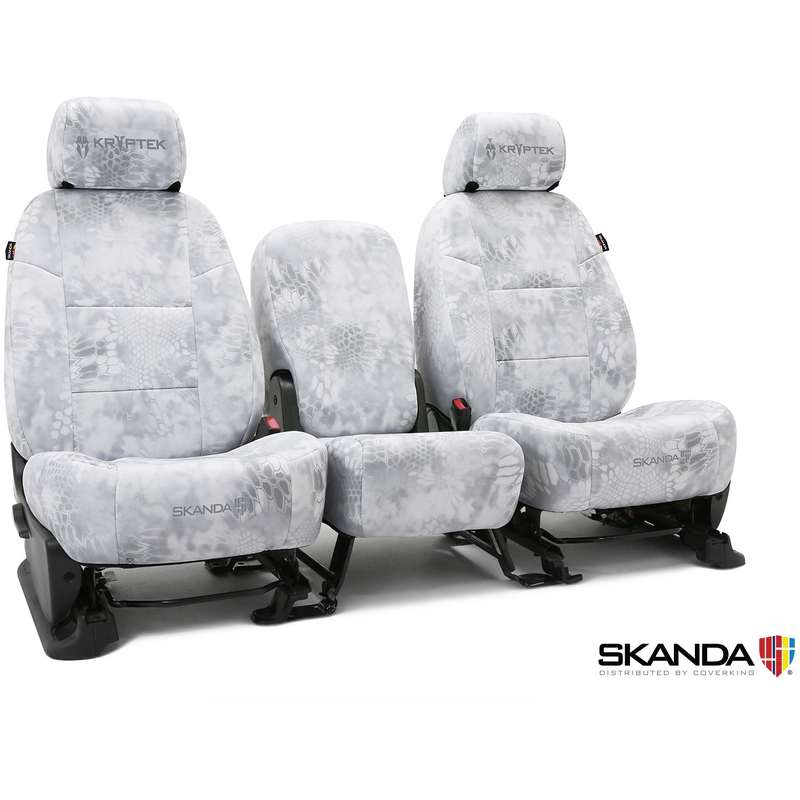 SKANDA CUSTOM TACTICAL SEAT COVERS (1 ROW) NEOSUPREME KRYPTEK WRAITH SOLID (2 BLACK BACKING, 6 BLACK POUCHES)