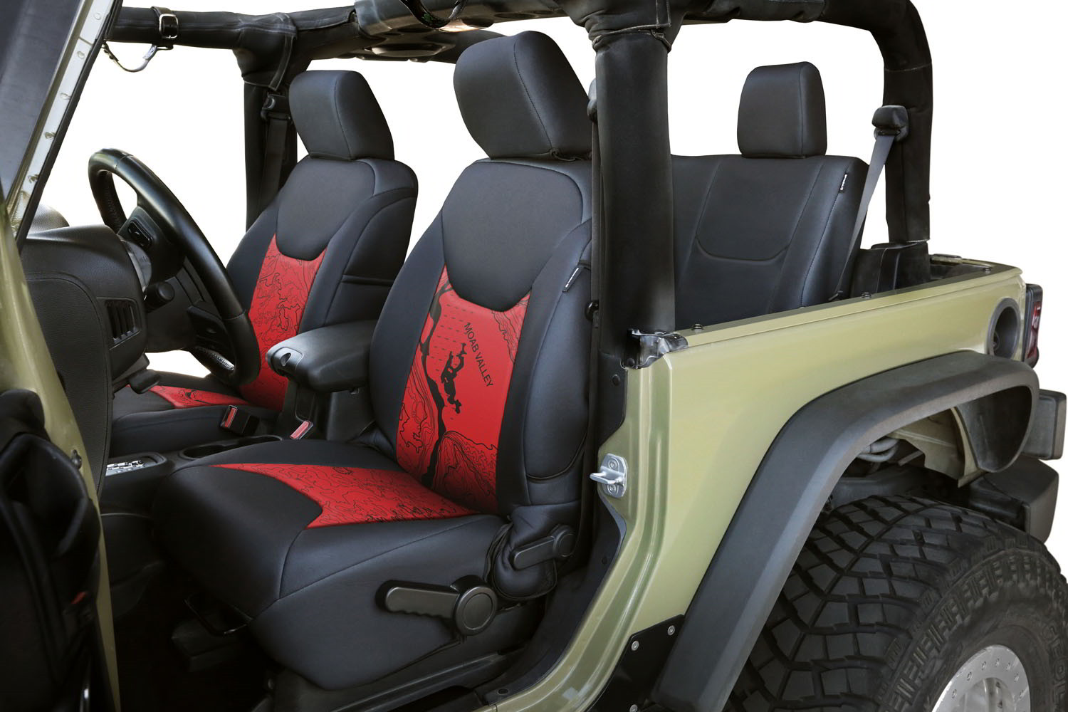 Coverking Custom Black on Red Neosupreme Seat Cover for Jeep Wrangler (13-17)