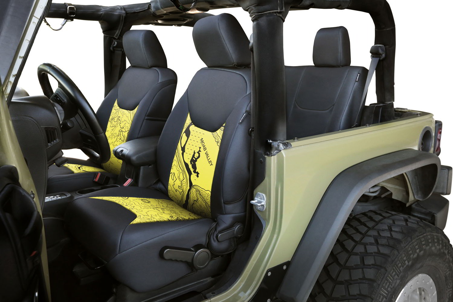 Coverking Custom Black on Yellow Neosupreme Seat Cover for Jeep Wrangler (13-17)